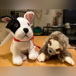 American Girl Grace's Dog Bon Bon French Bulldog W Leash & Lea’s Sloth